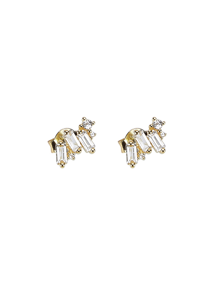 Products Ride or Die Stud Earring in 14ct Gold Vermeil with White Topaz