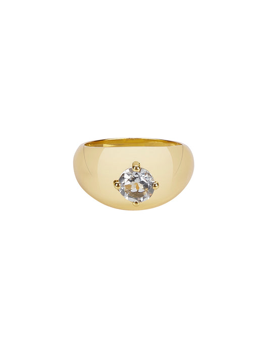 Dance the Way You Feel Dome Ring in 14ct Gold Vermeil with White Topaz