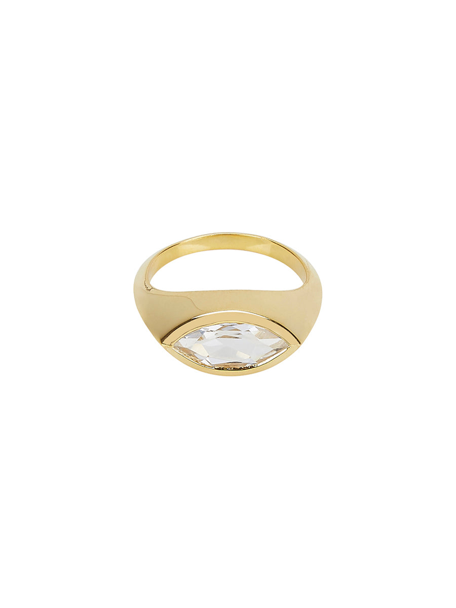 Gold Ring with White Topaz
