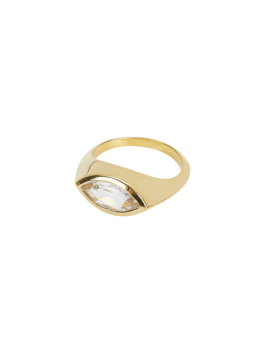 Gold Ring with White Topaz