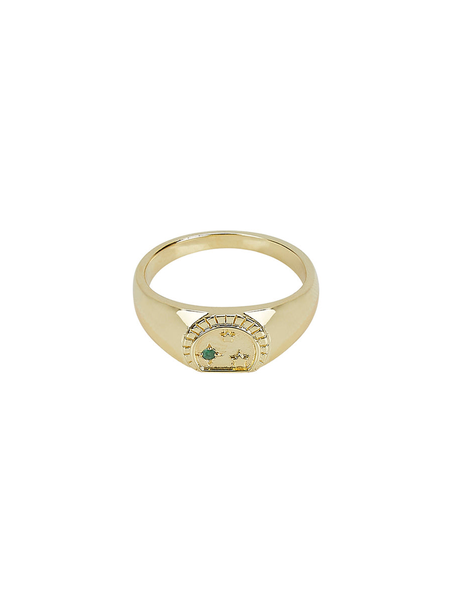 Gold Signet Ring with Emerald