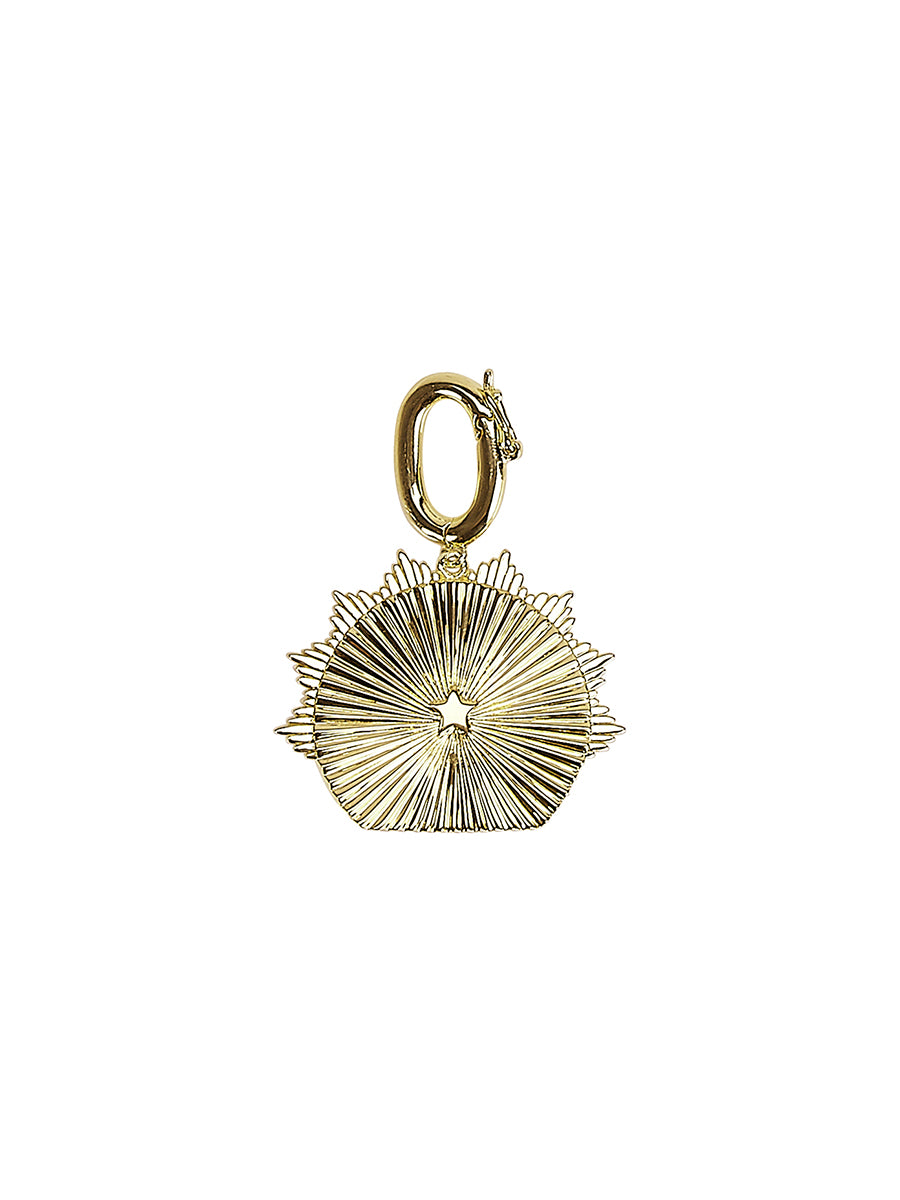 Come Closer, Chrissy Statement Necklace in 14ct Gold Vermeil with Emerald and White Topaz