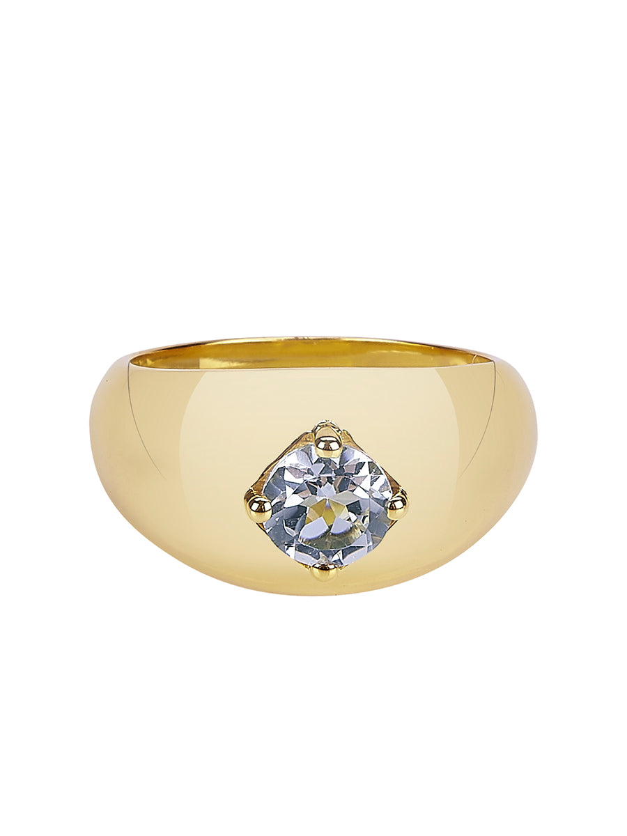 Dance the Way You Feel Dome Ring in 14ct Gold Vermeil with White Topaz