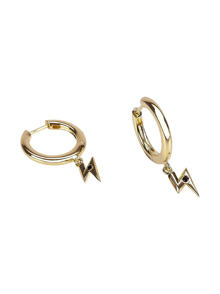 Charm Hoop Earrings in 14ct Gold Vermeil with Black Onyx